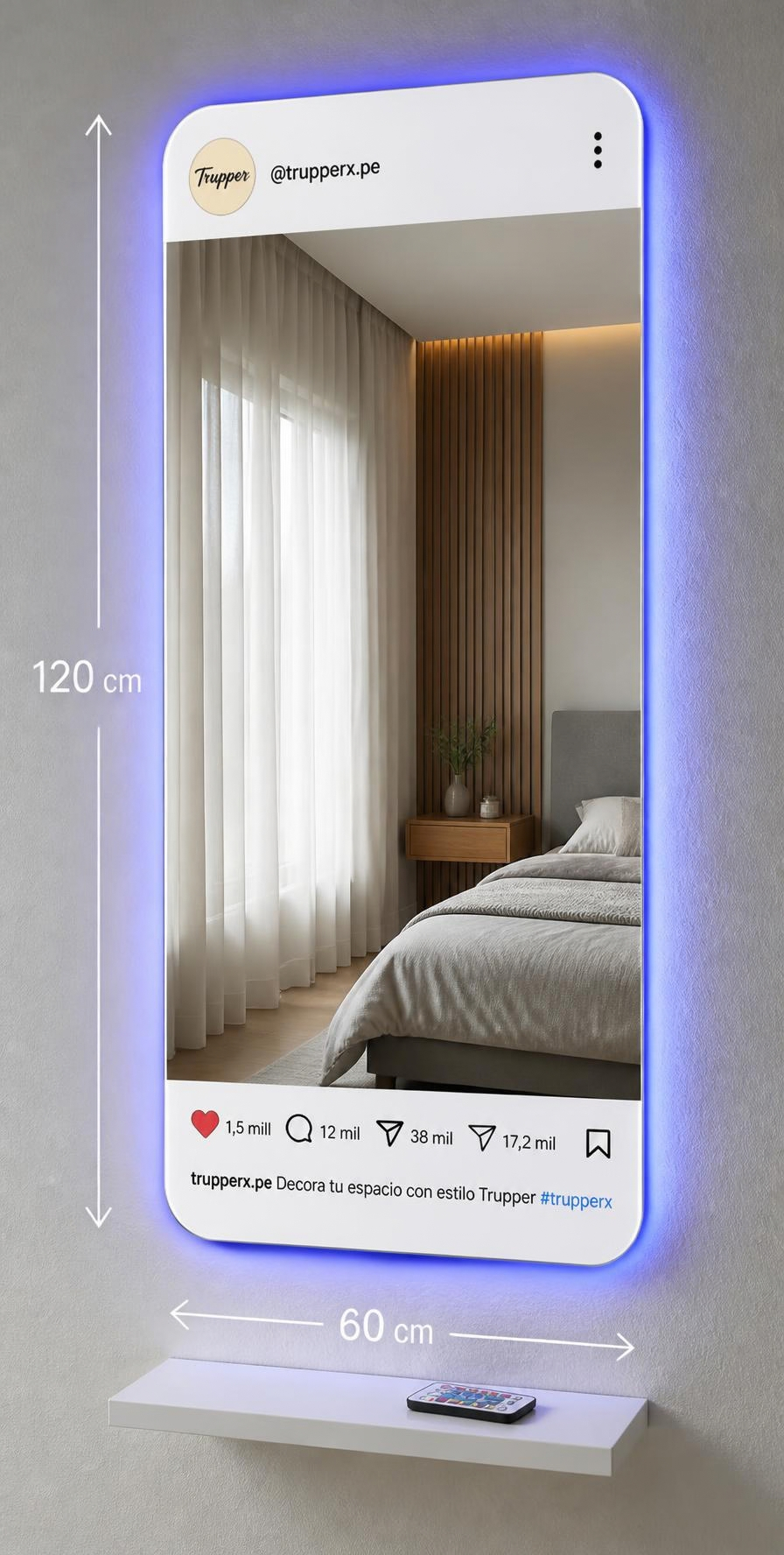 Espejo Instagram Personalizado con Luz LED | 120x60 cm
